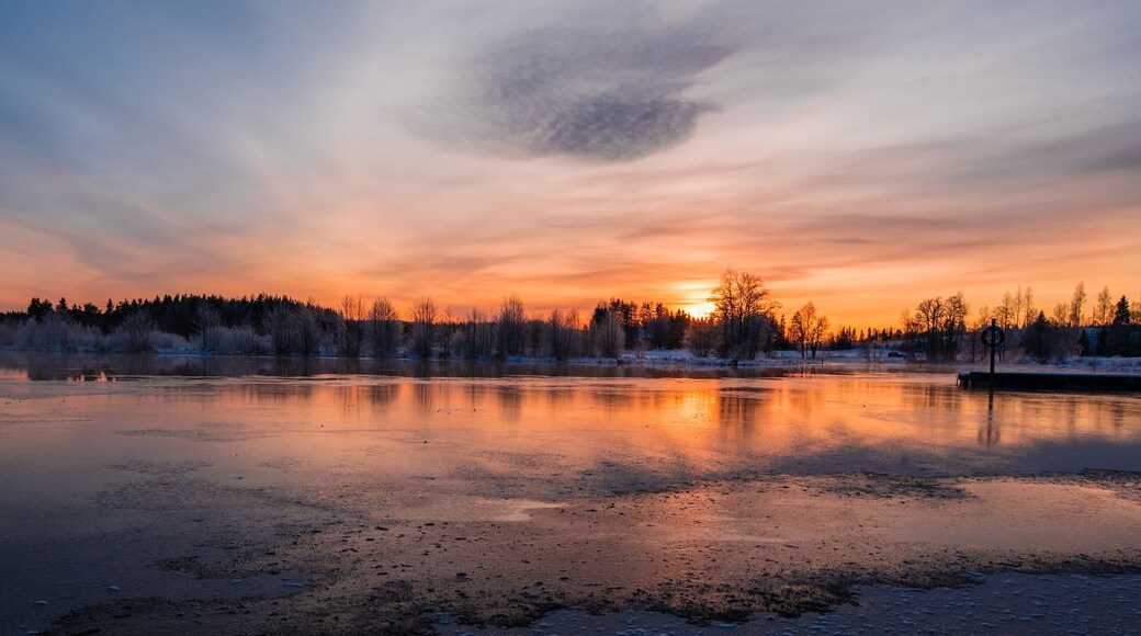 Sunset over a snowy and cold varmland, Sweden