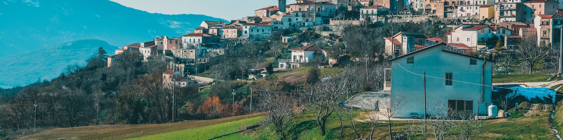 view of the village of macchiagodena, molise, italy