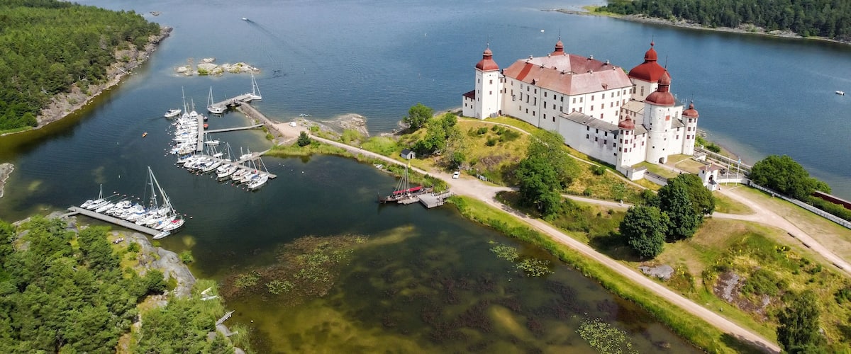 Lacko castle - aerial summer view