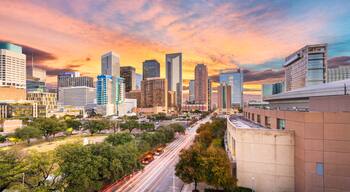 Houston, Texas, USA downtown park and skyline