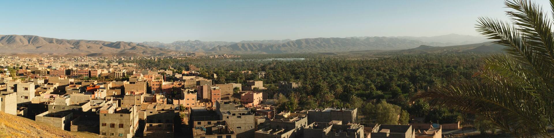 Panoramic View of Agdz with Palm Grove and Mountains