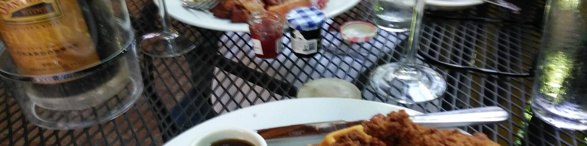 Chicken and waffles. One of the many fine dishes at the restaurant in this beautiful Yadkin Valley winery.