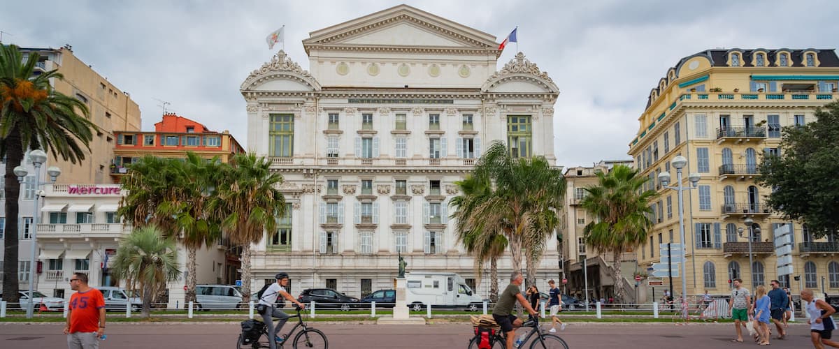 Nice Opera featuring heritage architecture and cycling as well as a couple