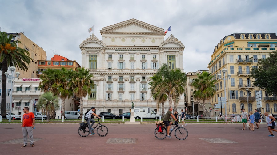 Nice Opera featuring heritage architecture and cycling as well as a couple
