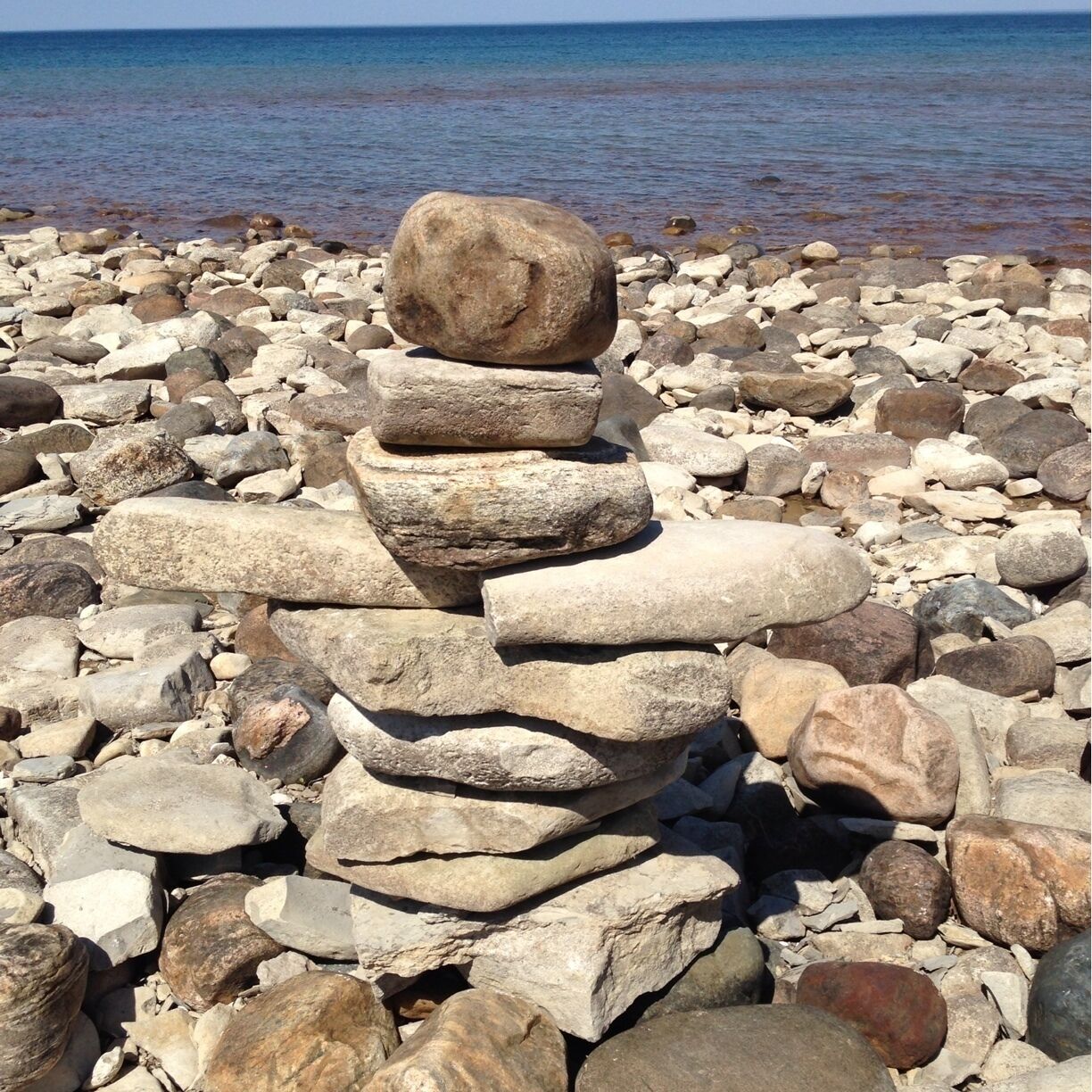 Inuksuk on Georgian Bay. I tried building one but mine collapsed. Oh well. It's harder than it looks.