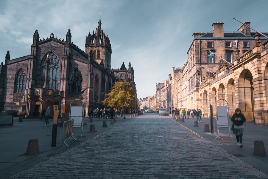 sunset time, Royal Mile, Edinburgh, Scotland
