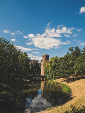 Medieval tower in a park in Nijmegen, Netherlands.