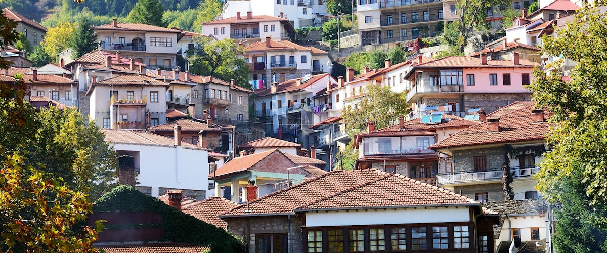 The houses in Metsovo Greek village, Greece