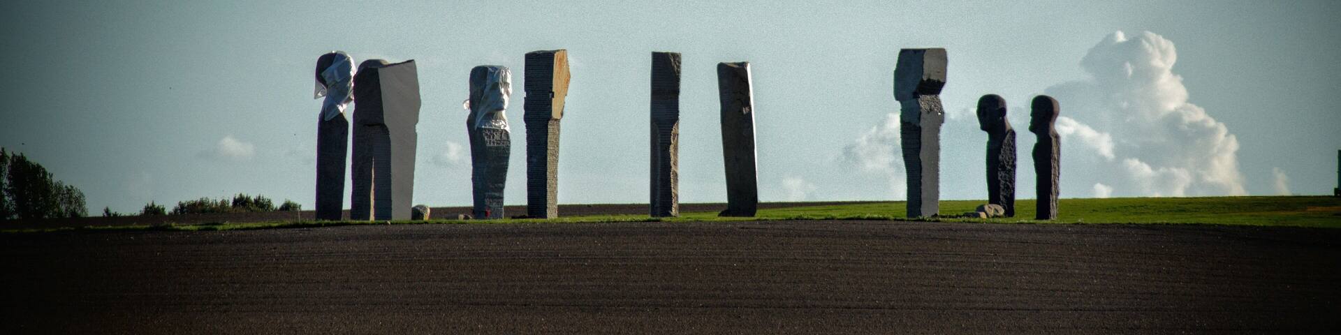 This monument with 7-9 meters high stone sculptures is a fantastic place. It’s as if the statues are communicating with each other, with you, with the landscape - telling an old story or whispering a long forgotten fairytale. Strange/beautiful electro background music supports the setting.
#culture #story #lolland #denmark #smallislands