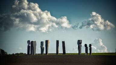 This monument with 7-9 meters high stone sculptures is a fantastic place. It’s as if the statues are communicating with each other, with you, with the landscape - telling an old story or whispering a long forgotten fairytale. Strange/beautiful electro background music supports the setting.
#culture #story #lolland #denmark #smallislands