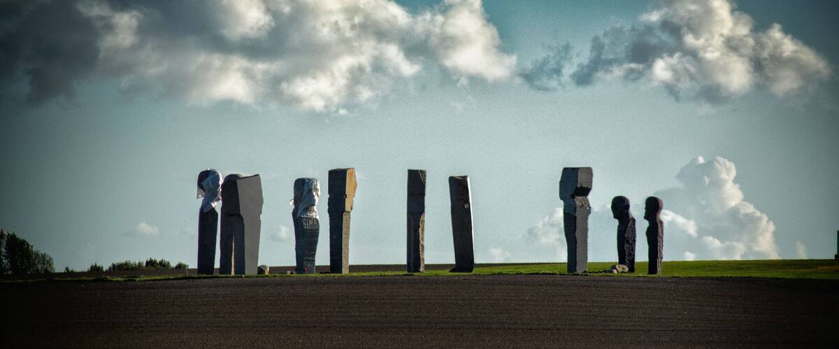 A row of Moai statues on Easter Island.