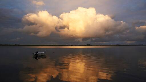 Sunset at naessund in Denmark. View over Limfjorden to Mors in Denmark