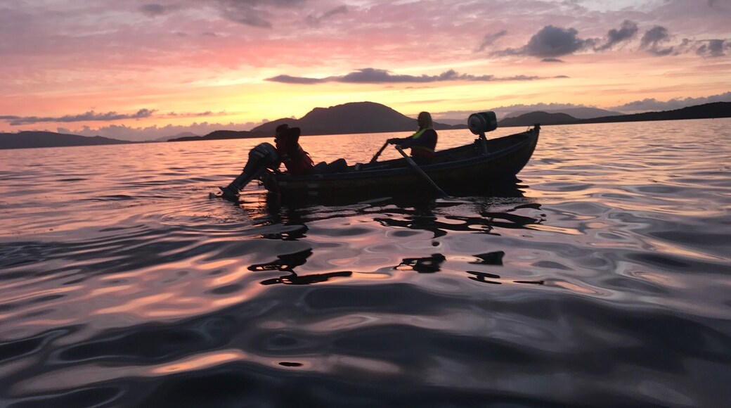 Paddling in Norway enjoying the beautiful evening sunset #adventurepacked