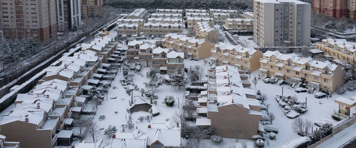 cityscape on a snowy day