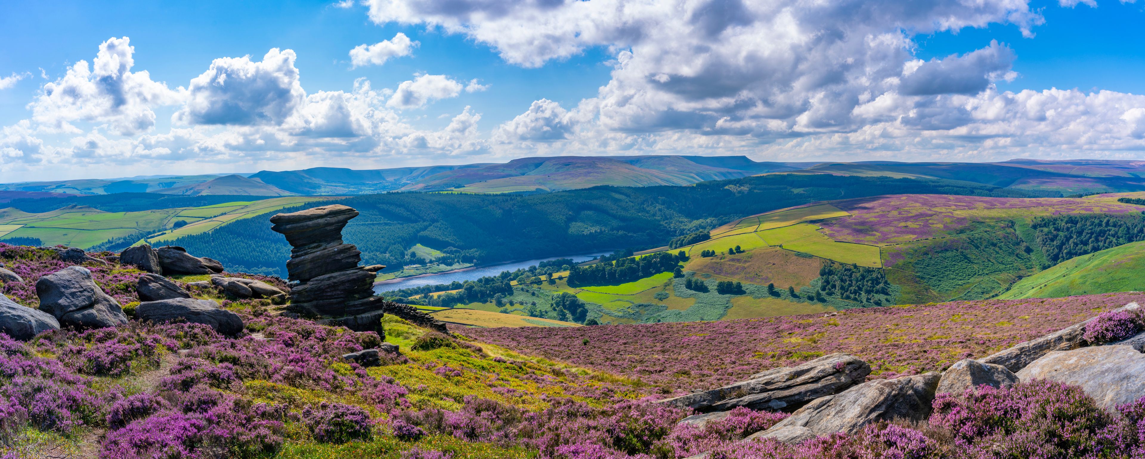 View of Ladybower Reservoir from Salt Cellar Rock Formation, Peak District National Park, Derbyshire