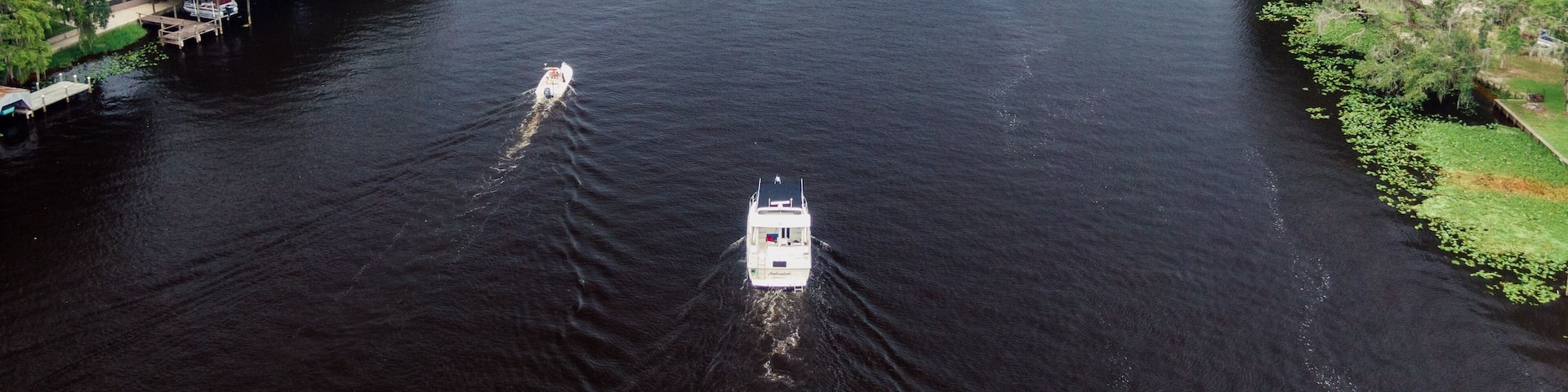 Boat on the St Johns River in Volusia, Astor, Florida, United States.
