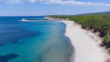 Aerial view of Kabatepe beach in Gallipoli peninsula in Turkey