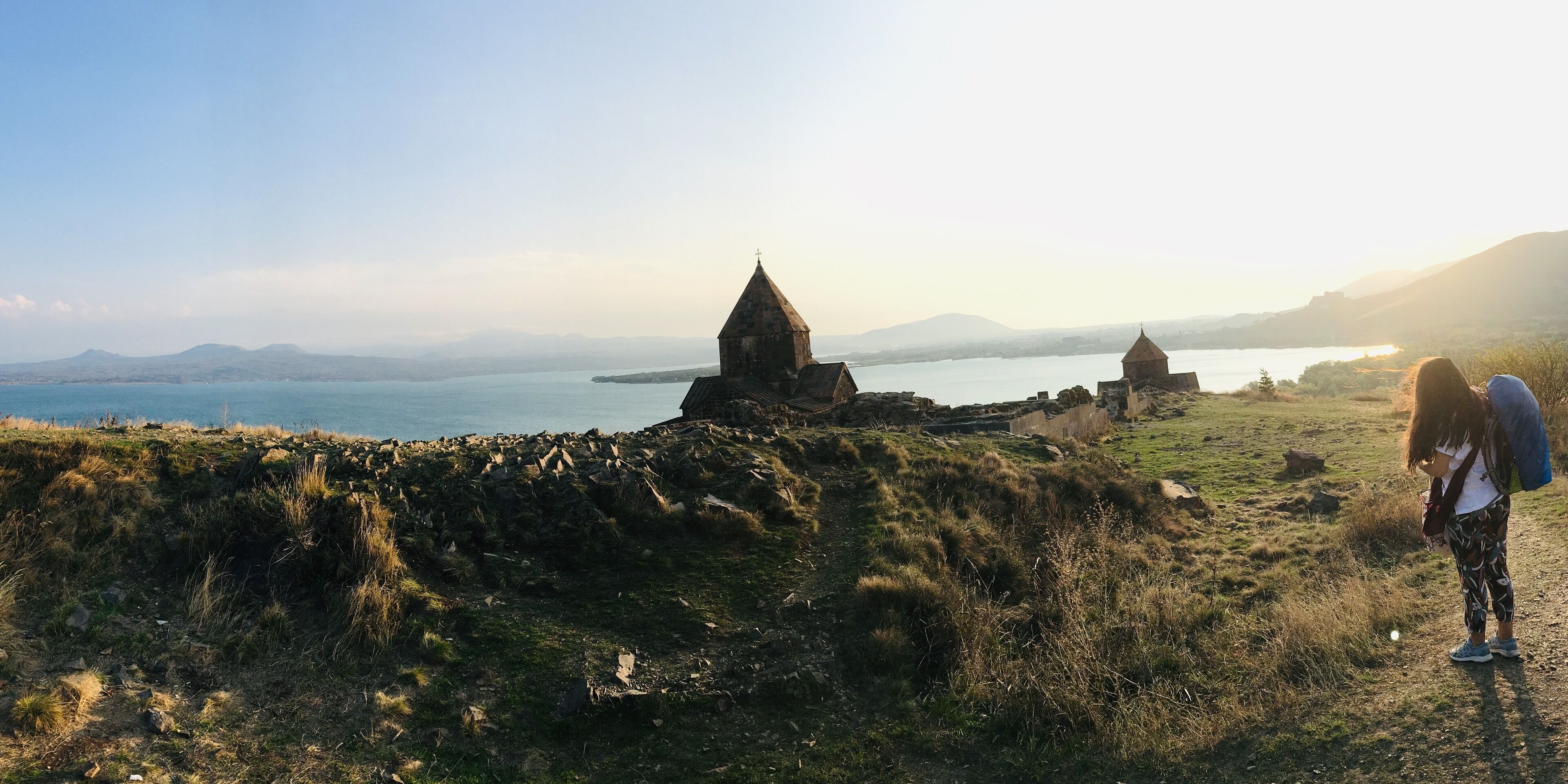 Beautiful panoramic view of sevan lake & monastery#adventure#Travel#Hiking