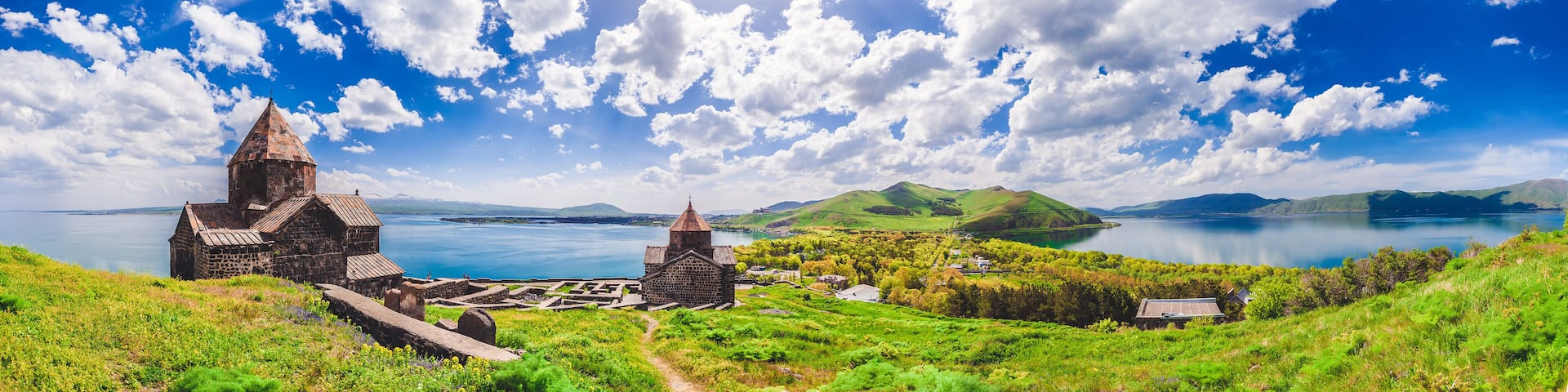 The Sevan temple complex on the peninsula of the Lake Sevan, Armenia.