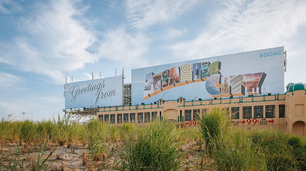 Atlantic City Boardwalk featuring signage