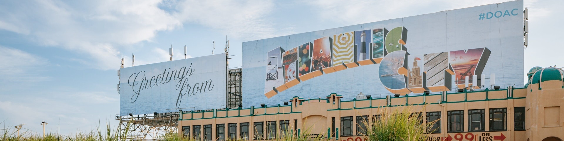 Atlantic City Boardwalk featuring signage