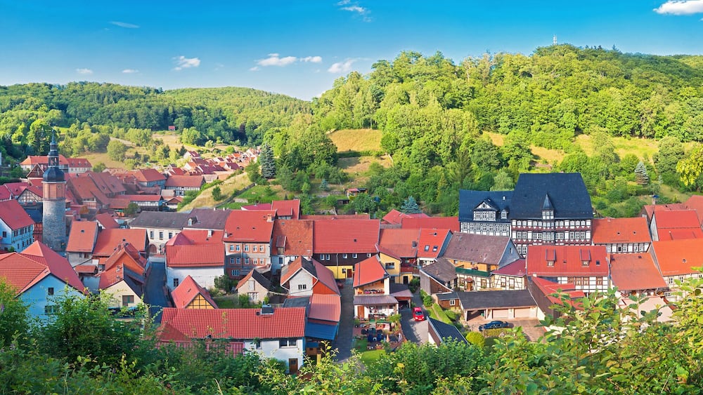 Stolberg im Harz mit Schloss und Fachwerkhäusern