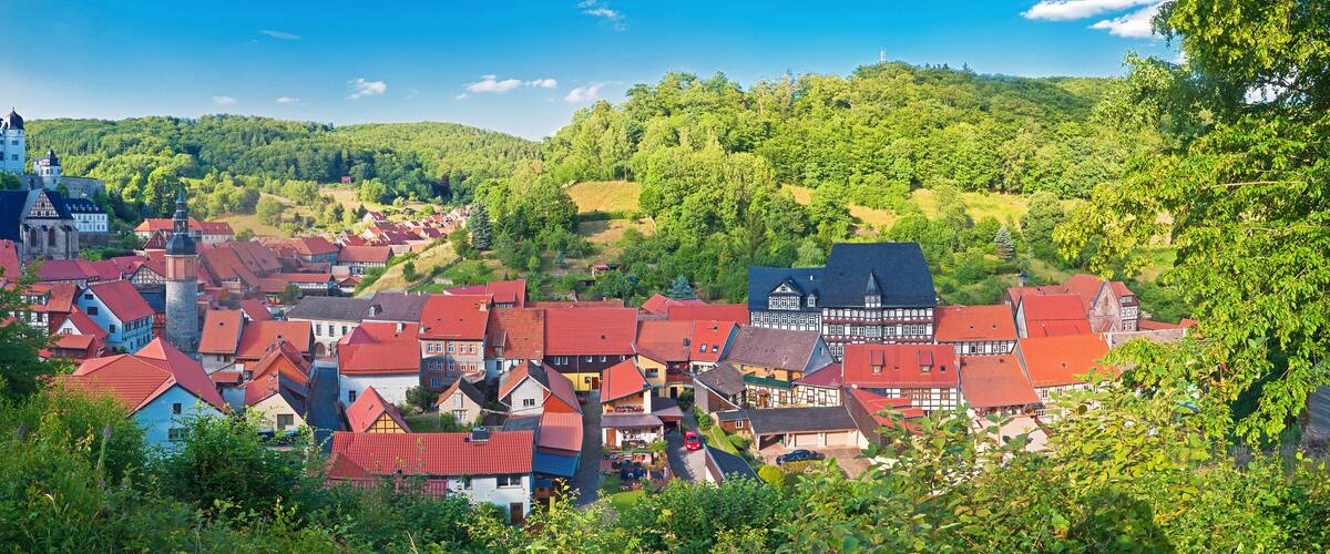 Stolberg im Harz mit Schloss und Fachwerkhäusern