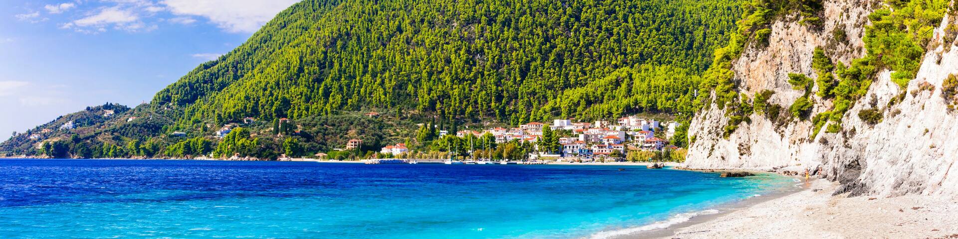 Best island and beaches of Greece- green Skopelos , Hovolos beach