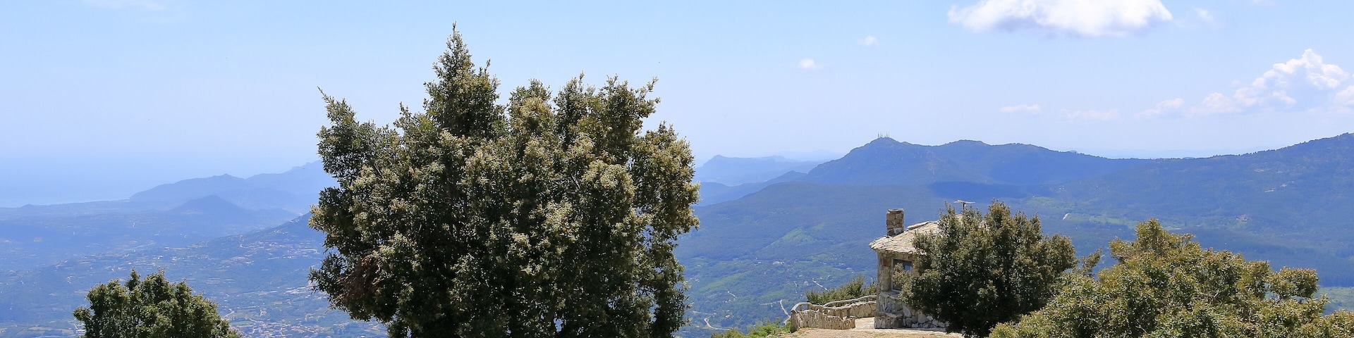 cottage on top of sardinian mountain landscape near Biddamanna Istrisàili/Villagrande Strisaili, Italy