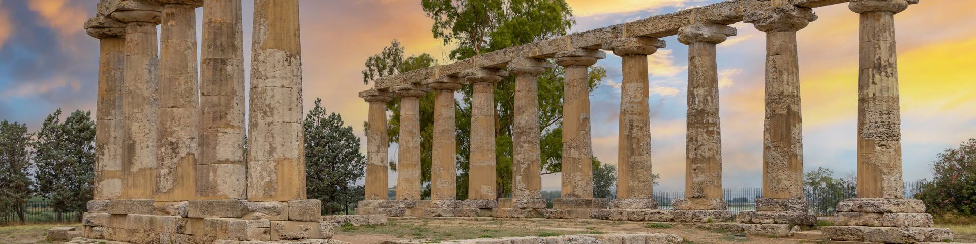 Temple of Hera from 6 century BC, archaeological site near Bernalda, Italy