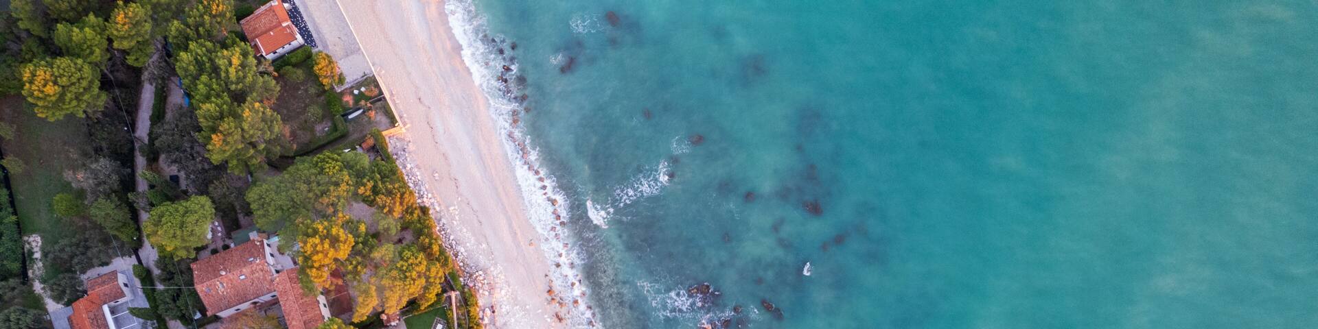 Aerial view of Italian coast in Portonovo