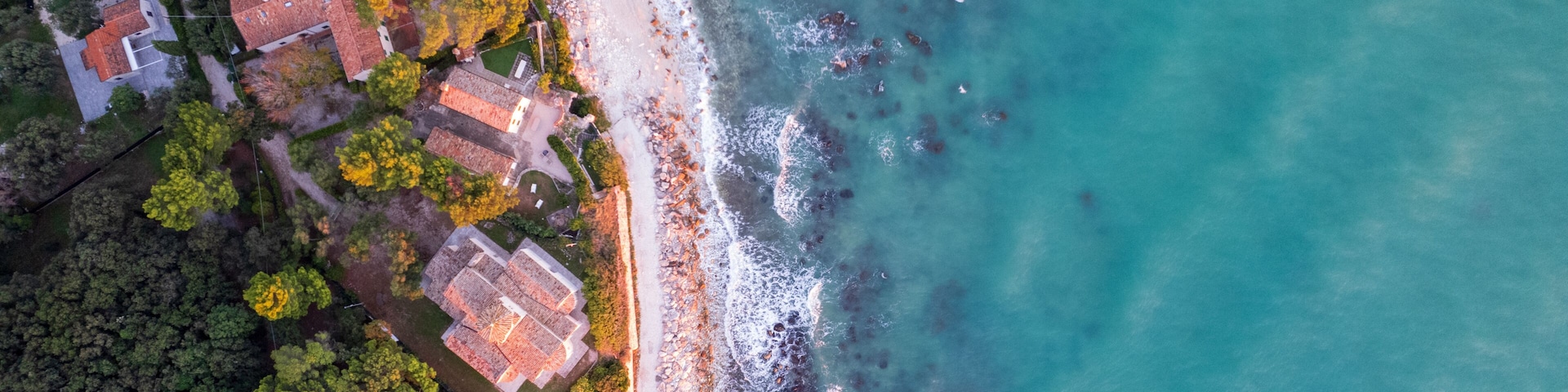 Aerial view of Italian coast in Portonovo