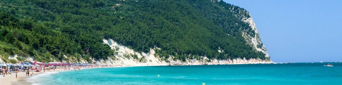 italian beach in sirolo, marche, italy