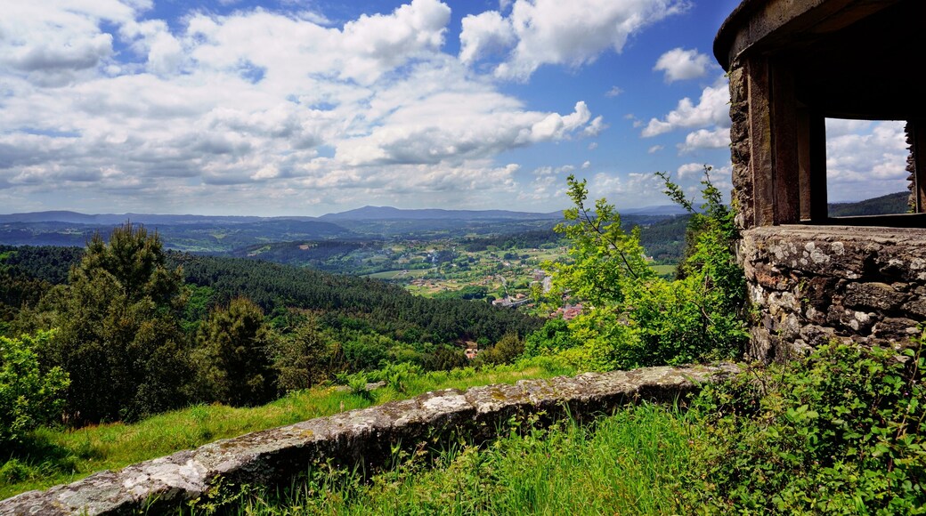 Landscape of Ulla river lands from the viewpoint Alto do Castro in Vedra, Coruña, Galicia, Spain