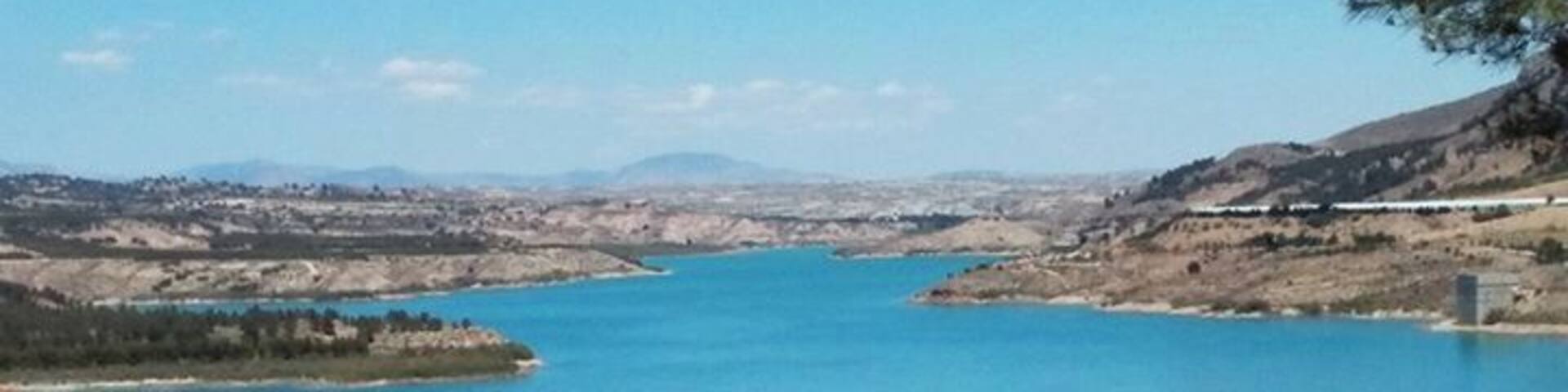 The beautiful blue of the reservoir at Zujar #FindingtheUniverse