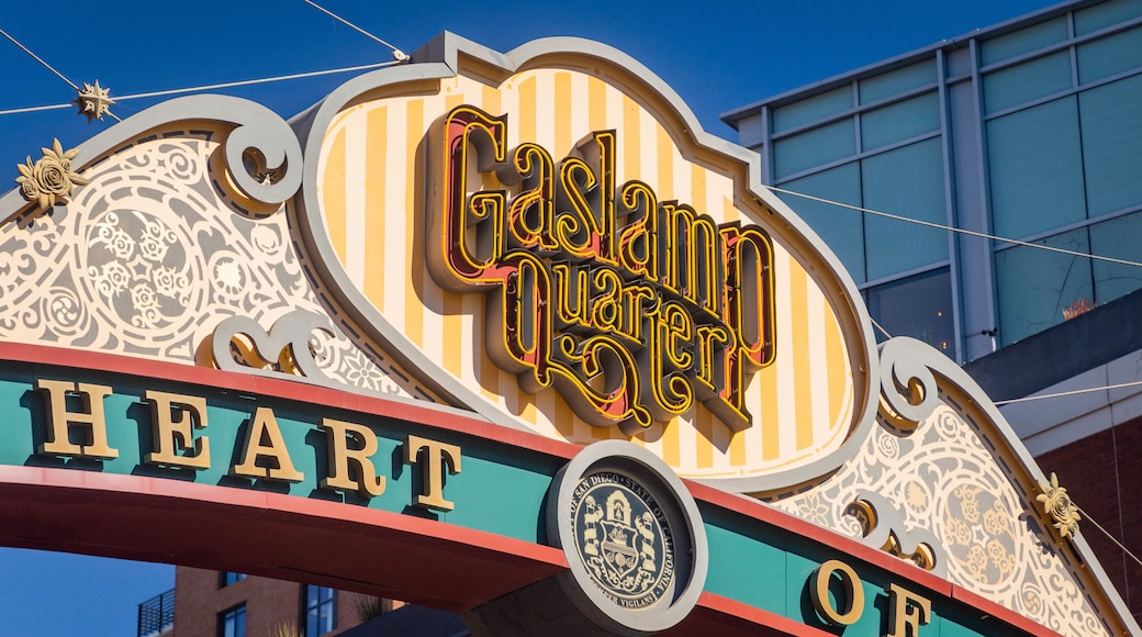 Gaslamp Quarter featuring signage
