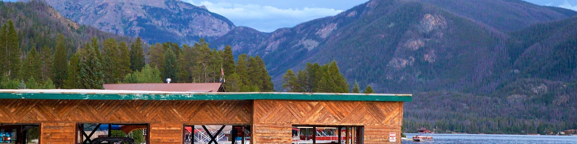 Grand Lake featuring mountains, a lake or waterhole and a bay or harbor