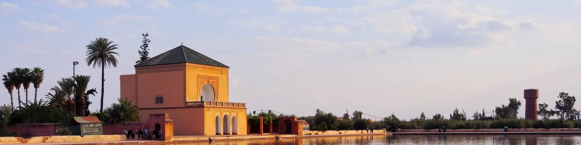Saadian garden pavilion of the Menara gardens in Marrakech, Morocco, Africa