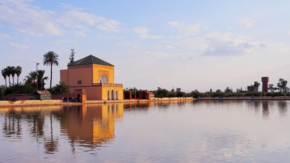 Saadian garden pavilion of the Menara gardens in Marrakech, Morocco, Africa