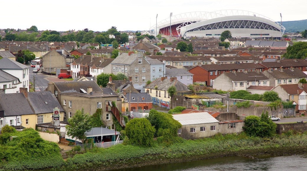 Thomond Park featuring a river or creek and a city