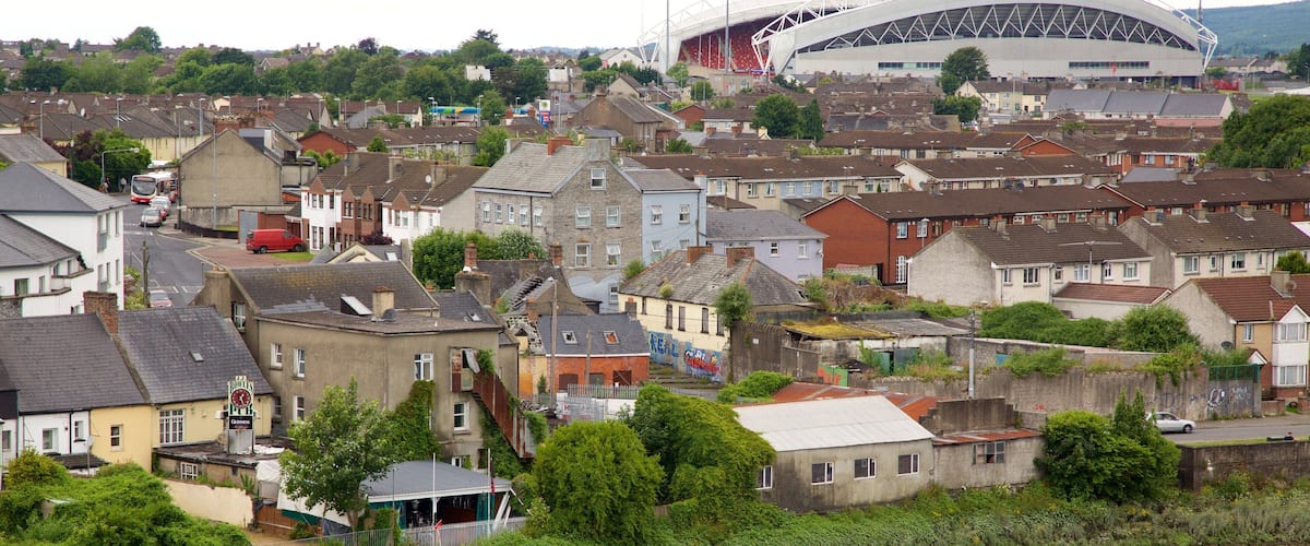 Thomond Park featuring a river or creek and a city