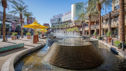 Westgate Entertainment District showing a fountain and a city