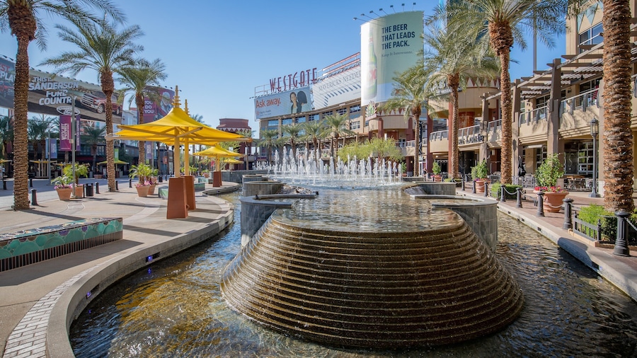Westgate Entertainment District showing a fountain and a city