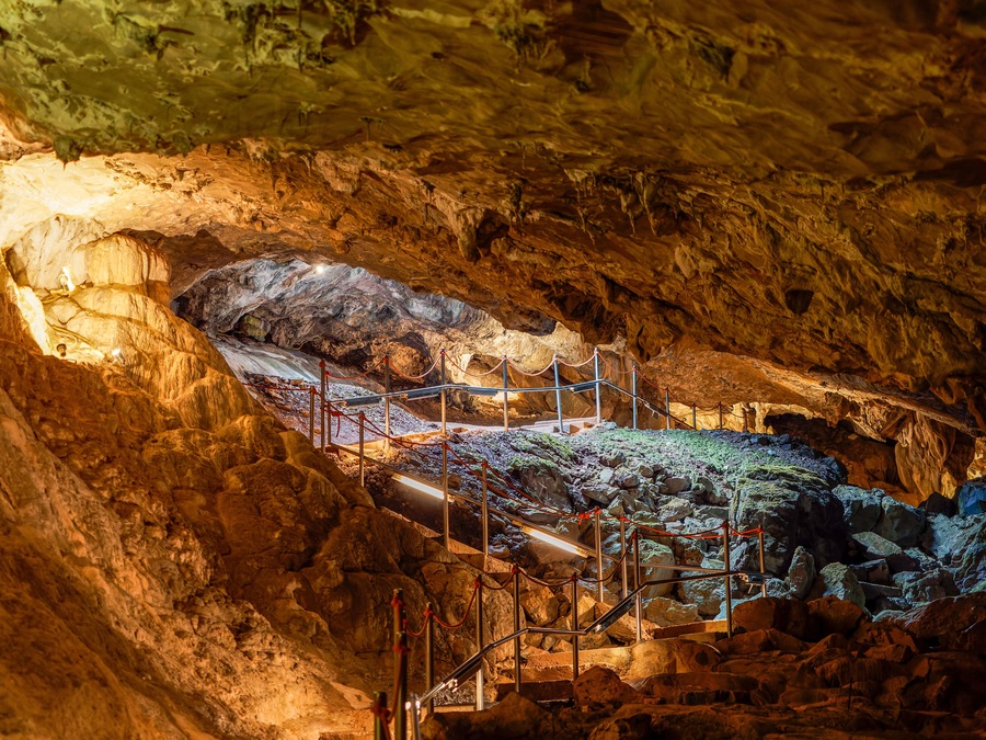 Cueva de Las Güixas, Villanúa, Pyrenees, Huesca, Aragon, Spain. Cave that can be visited in Villanua