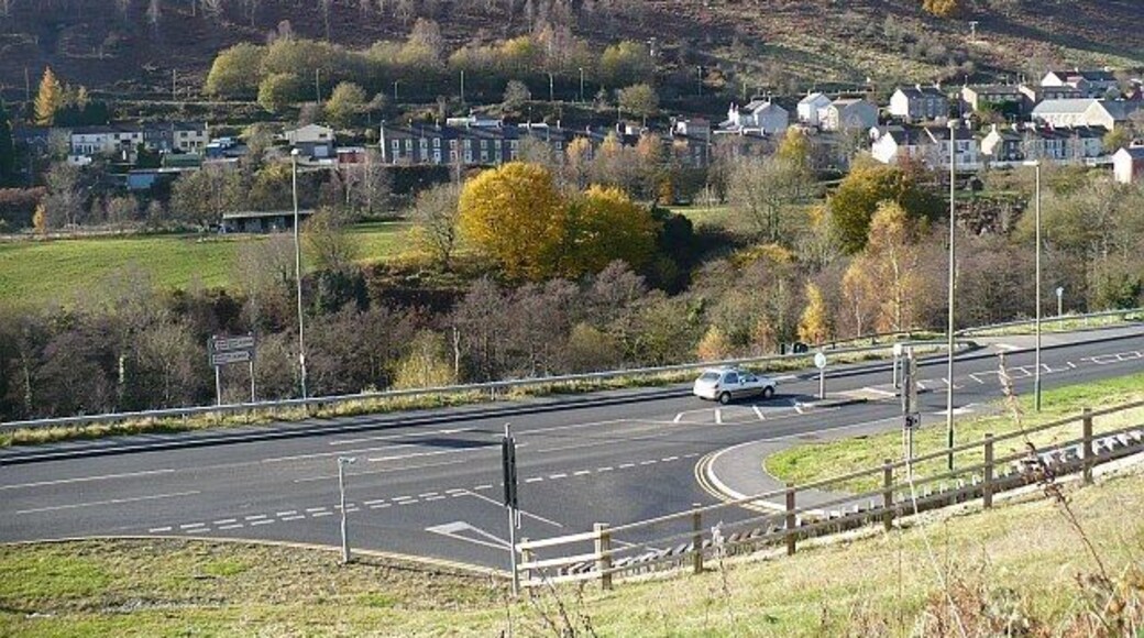 Rhymney Valley Looking across the Rhymney Valley towards Brithdir. The A4049 is in the foreground.