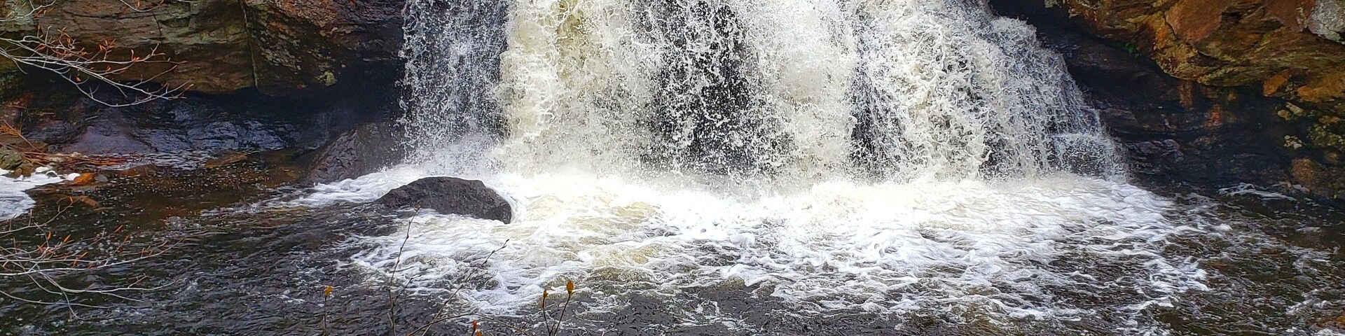 Chapman Falls at Devil's Hopyard State Park in CT. The falls are just a short walk from the parking lot. This photo was taken in the Spring but in the summer you can swim here.