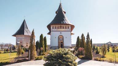 Zosin monastery in Moldavia on a sunny day in spring.