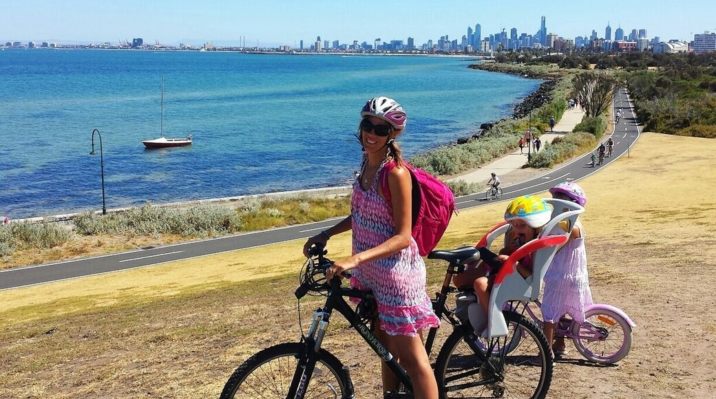 One of our favourite things to do in Melbourne is cycle along the coastal track which runs from Port Melbourne all the way to Brighton Beach. Makes for a great family activity.