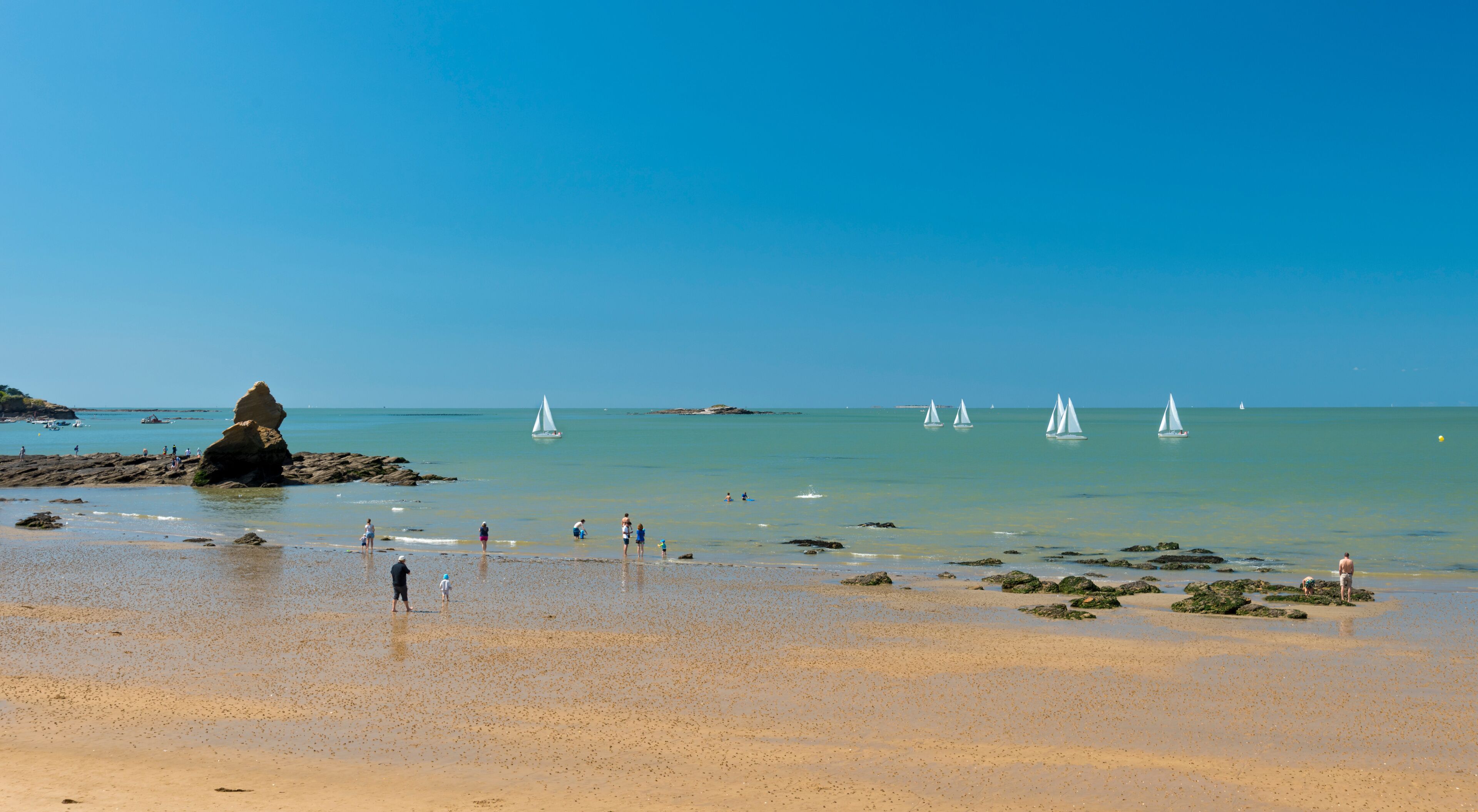 Brittany Beach - rocks, sand, sea ships and sky