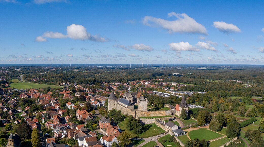 Aerial view of the Bad Bentheim castle and town, Germany